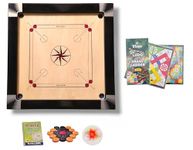 WRF Superior Matte Finish Practice Carrom Board for Serious Professional Practice with Coins Striker and Powder Black New (35 Inch with Vixen Ludo WR-1)