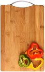 FOMQUAZLI Wooden Bamboo Chopping Cutting Board with Steel Handle Fruits, Vegetables, Fish, Chicken & Meat Cutting Pad for Kitchen Non-Slip Antibacterial Chopping Board (36 * 26CM)