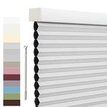 Tonature Custom Size Cellular Shades Cordless 100% Blackout Shades Thermal Insulated Waterproof Pleated Window Blinds Honeycomb Shades for Home, Office and French Door Light Grey