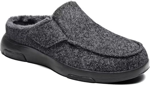 Men's Orthopedic Slippers Shoes with Arch Support: Cushioned Soft High Arch Walking Slippers for Diabetic, Lightweight Heel Cup Orthotic Plantar Fasciitis House Loafers for Indoor Black Size 12