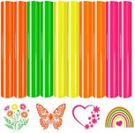 Tintnut Neon PU HTV for T-Shirt 12x10 inch 10 Sheets 5 Assorted Color Iron on Vinyl Heat Transfer Vinyl Bundle Easy to Weed HTV Vinyl for DIY T-Shirts