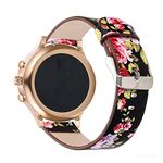 Abanen Watch Bands for Fossil Women's Gen 6 / Women's Gen 5E, Floral Genuine Leather Quick Release Women Wristband Strap for Fossil Women's Gen 4 Sport (Black)