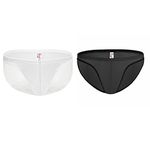 BRUCHI CLUB Men Transparent Briefs in India | Thong for Men | Thong for Men Set of 2 | Black Transparent Thong for Men (L)