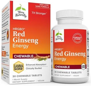 Terry Naturally HRG80 Red Ginseng Energy - 30 Chewable Tablets - Red Ginseng Root Powder, Panax Ginseng, HRG80 - Non-GMO, Vegan, Gluten Free - 30 Servings