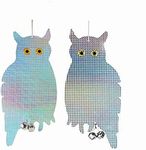 Voarge 2 Pack Reflective Owl Scarecrow, Pigeon Repellent Hanging Owl Scarecrow for Hanging Anti-Pigeon with Decorative Bell to Protect Plants and Garden