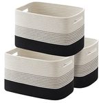 OIAHOMY Storage Basket, Woven Baskets for Storage, Cotton Rope Basket for toys,Towel Baskets for Bathroom - Pack of 3, Gradient Dark