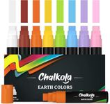 Jumbo Chalk Markers - 15mm Window Markers | Pack of 8 Classic Earth Color pens - Use on Cars, Chalkboard, Whiteboard, Blackboard, Glass, Bistro | Loved by Teachers, Artists, Businesses