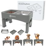 R ROELL UK® Premium Raised Dog Bowl -The Ultimate 3-in-1 Dog Feeding Station! 5 Height Adjustable Dog Bowls With Stand, Non-Spill and Slow Feeder Bowls -The Ideal Raised Dog Bowl For Mess-Free Dining!