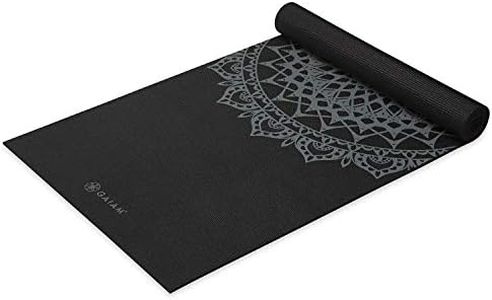 Gaiam Yoga Mat Premium Print Non Slip Exercise & Fitness Mat for All Types of Yoga, Pilates & Floor Workouts, Black Marrakesh, 68 inch L x 24 inch W x 5mm Thick