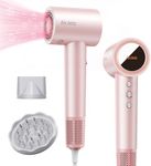 Hair Dryer, 110,000 RPM High-Speed Ionic Blow Dryer for Fast Drying, Professional Lightweight Hairdryer with Diffuser, Magnetic Nozzle, 4 Temps & 2 Speeds, Low Noise for Travel & Home - Pink