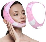 Dimeho Double Chin Reducer Reusable V Line Lifting Mask Comfortable Chin Strap Soft Sleeping Face Strap Adjustable Hydrating Chin Tape Breathable for Women Men Work Read Sleep or Watch TV(Pink)