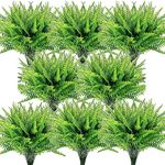 SzJias Artificial Ferns for Outdoors Fake Fern Plant Faux Boston Fern for Patio Porch Outdoor Plants Decor (8 Pcs)