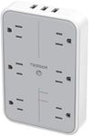 USB Wall Charger, Multi Outlet Extender Surge Protector, TESSAN 6 Electrical Outlets Expander with 3 USB Charging Ports, 1080 Joules Multiple Plug Splitter for Bathroom Dorm Room Office
