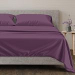 Mayfair Linen 100% Egyptian Cotton Sheets, Plum Full Sheets Set, 600 Thread Count Long Staple Cotton, Sateen Weave for Soft and Silky Feel, Fits Mattress Upto 18'' DEEP Pocket