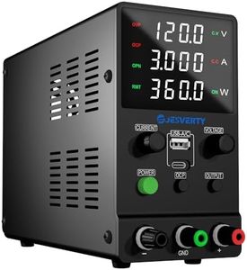 Jesverty DC Power Supply Variable, 0-120V 0-3A Adjustable Switching DC Regulated Bench Power Supply with USB & Type-C Quick-Charge, Encoder Knob, Output On/Off Switch, 4-Digit LED Display - SPS-12003M
