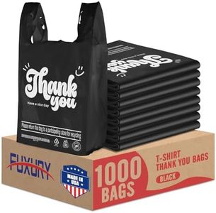 Fuxury 1000 Count Thank You Plastic Bags Black (12" x 6.5" x 21"), T-shirt, Grocery, Take Out, To Go,Restaurants, Retail Shopping Bags in Bulk for Small Business (Made in USA)