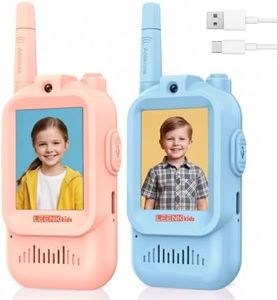 LEENK Video Walkie Talkies for Kids 2 Pack – Rechargeable Video Intercom Handheld, Indoor & Outdoor Range, Easy Use for Ages 3-12, Eco ABS, Clear Voice & Long Distance Communication (Blue & Pink)