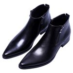 Men's Ankle Genuine Leather Dress Fashion Zipper Pointed Toe Casual Boots Black 10 M US