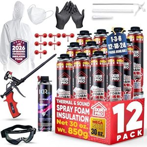 Spray Foam Insulation Kit (12 PK Kit-30oz) Expanding Sealant, Mega Size Closed Cell Spray Foam Heat Acoustic Insulation, High Density, Cleaner, Gun