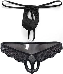 VemeFufu Homme String Tongs Tanga Slip Taille Unique Couleur Noir (LuJJ-Hei+Hei)