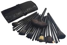 Puna Store 24 Piece Professional Synthetic Makeup Brush Set with Storage Pouch (Black). Cruelty Free Vegan Brushes Kabuki Foundation, Eye Shadow Blending, Face Pack Contouring, Highlighting