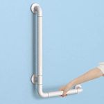 KULACO Grab Bars for Seniors, Shower Handle, Non-Slip Safety Handle with Fluorescence, 60 x 40 cm, Stainless Steel Bathtub Handle, L-shaped Wall Grab Handrail for Toilet, Bathtub, Stair Handrail