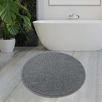 MAYSHINE Round Area Rug Set for Bathroom | Soft Plush Chenille Bath Mat, Water Absorbent Non-Slip Bathroom Rug | Washable Shag Carpet for Shower, Bedroom, or Home Décor | 36"x36" (Round) | Grey