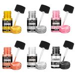 Edible Glitter Paint Set - 6 Colors Metallic Edible Cake Paint for Cake Decorating, Baking, Cupcakes, Candy - Food Grade Shimmer Art Decorative Paint Liquid Luster Dust for Cookie, Fondant, Donuts