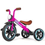 KRIDDO Kids Tricycles Age 2 Years to 5 Years, 12 Inch Puncture Free Rubber Wheel w Front Light, Adjustable Seat Height, Gift Toddler Tricycles for 2-5 Year Olds, Trikes for Toddlers, Pink