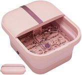 Beinilai Collapsible Foot Spa and Massager with Heater and Bubbles,Foot Bath with Six Massage Rollers,Vibration and Red Light,Foot Soak Tub with Pumice Stone(Pink)