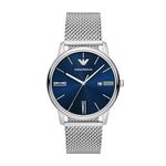 Emporio Armani Stainless Steel Analog Blue Dial Men Watch-Ar11571, Silver Band