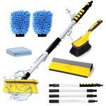 XDOVET Car Wash Brush Kit, 64-inch Removable Water-Through Brush with Long Grip,Equipped with Strong Stain Cleaning Brush, Cleaning Gloves and Tire Brush