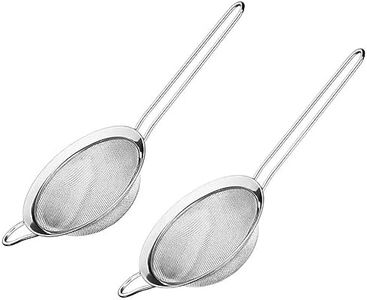 PELLUM Set of 2 Fine Mesh Strainer, Stainless Steel Colander Kitchen Sieve Sifters for Kitchen Food, with Handles, Small Medium Large Size (2 PCS of Small Size)