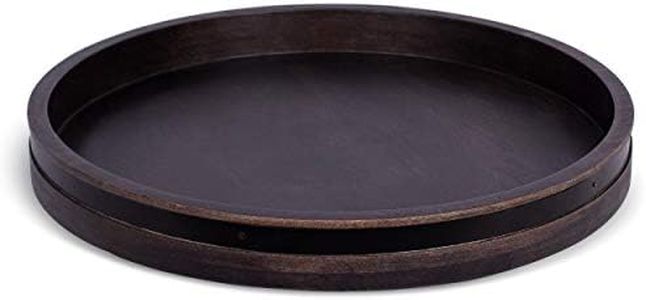 BIRDROCK HOME Wooden Lazy Susan Turntable - Spice Rack Organizer for Kitchen Table, Dining, Pantry and Countertop - Rotating Tray for Condiments - with Burnished Iron Accents - 18" Large, Black