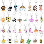 ASTARON 30 Pcs Cute Cartoon Keychains Party Favors , Party Bag Fillers, School Carnival Rewards, Cute Animals / Space / Unicorns Silicon Keychain Birthday Gifts, Classroom Prize