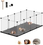 FunHola DIY Pet Playpen with Waterproof Washable Mat, L, Small Animal Pen, Pet Fence Indoor, DIY Plastic Enclosure for Hamsters, Guinea Pig, 12 pcs Transparen Plastic Panels, 48.5 x 24.8 x 16.1 inches