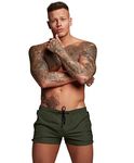 Mens Swim Trunks Quick Dry Swimwear Zipper Pockets, Swim Shorts with Mesh Lining ArmyGreen