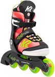 K2 Inline Skates Marlee Beam Adjustable, Front Lights, Stability Plus Cuff, B.I Frame, Orange/Green Size 4-8 for Kids, Boys, Girls, Youth, Junior