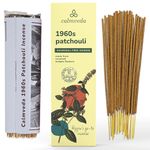 1960s Patchouli Incense Sticks Pack - (80 Sticks) Charcoal Free Incense, Made from Upcycled Flowers | Organic Incense Sticks Non Toxic | Relaxation Pachouli Incense for Calming Effect