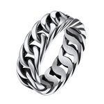 FindChic Hip Hop Chain Rings for Men Women Stainless Steel Index Middle Knuckle Finger Hip Hop Band Statement Rings for Couples Size 9 Cocktail Party Jewelry