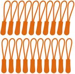 BOROLA 20pcs Durable PVC Nylon Zipper Extension Pulls Replacement Zipper Pulls for Bags, Jackets, Purses, Backpacks Colorful Zipper Nylon Cord(Orange)