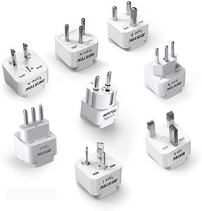 BESTEK Worldwide Travel Plug Adapter Set, Grounded Universal Power Plug Adapter for USA to US, EU, AU, UK, GE, HK and More- 8 Packs