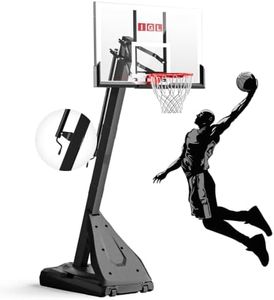 IGL Basketball Hoop Outdoor, 54 Inch Shatterproof PC Backboard, 7.5-10 FT Quick Height Adjustable Basketball Portable Hoops & Goals, Reinforced and Thickened Square Tube Iron Steel （54 Rock Square）