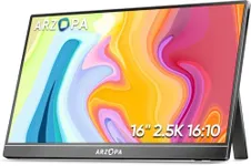 ARZOPA 16" 2.5K Portable Monitor, 2560x1600 QHD IPS Display 123% sRGB with Built-in Stand USB-C HDMI Eye Care External Second Screen for Mac Laptop Phone PS4/5 Xbox Switch -Z1RC