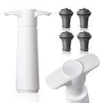 Vacu Vin Wine Saver Pump with 2 x Vacuum Bottle Stoppers (White with 4 Wine Stoppers)