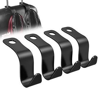 Flymic Car Seat Headrest Hook, 4 Pack Car Storage Headrest Hanger Holder Hooks Organizer, Universal Vehicle Strong and Durable Backseat Hanger Interior Accessories for Handbag Purse and Bag Black