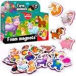 Little World Large Set of 25 Foam Fridge Magnets for Kids 1 year old - Learning Baby Magnets – Fridge Magnets for Toddlers - Magnetic Animals for Toddlers – Farm Animal Magnets for Children