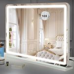 Umeiga Vanity Mirror with Lights, Large Makeup Hollywood Mirror with Lights, Lighted Vanity Makeup Tabletop Mirror White 80X55CM