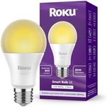 Roku Smart Light Bulbs (White, 1-Pack) - Dimmable A19 Lightbulbs with Adjustable Brightness & Temperature - WiFi Smart Bulbs Works Voice, Alexa & Google Assistant, No Hub Required