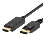 Pipestation Display Port to HDMI Port Cable 1.8m - Gold Plated DisplayPort to HDMI Cable - High-Resolution 4K UHD Display Port to HDMI Cable for TV, Laptop, Monitor & More - Display to HDMI Cable